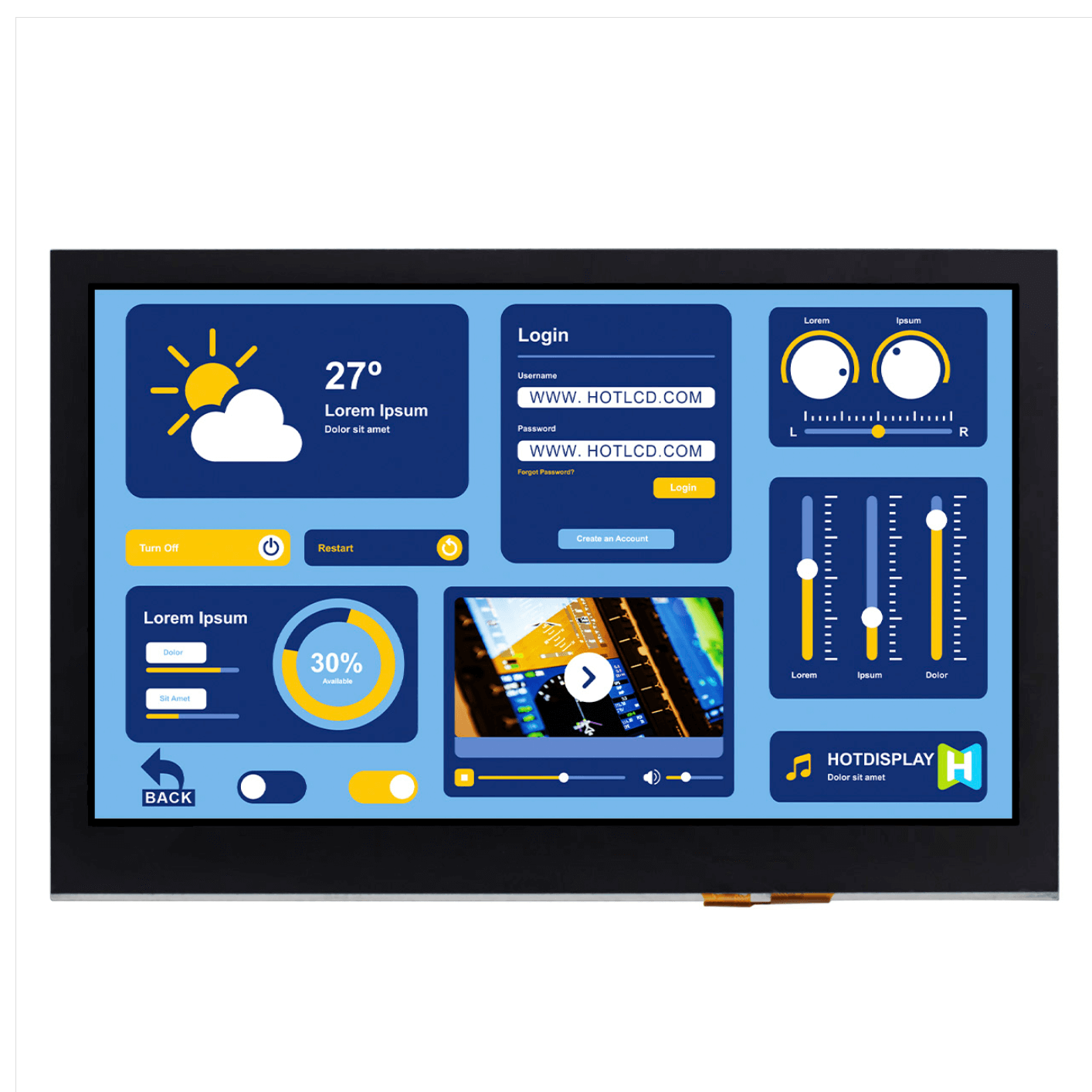 5.0 inch Ultra Wide Temperature IPS TFT LCD Module 1000Nits 480x272 Pixels